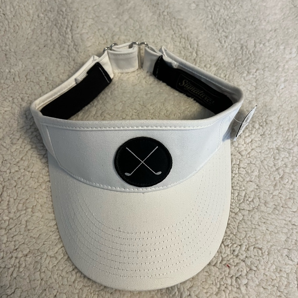 White Golf Visor with Black Logo